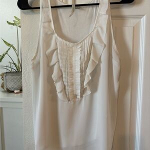 Elegant White Ruffle Tank Top